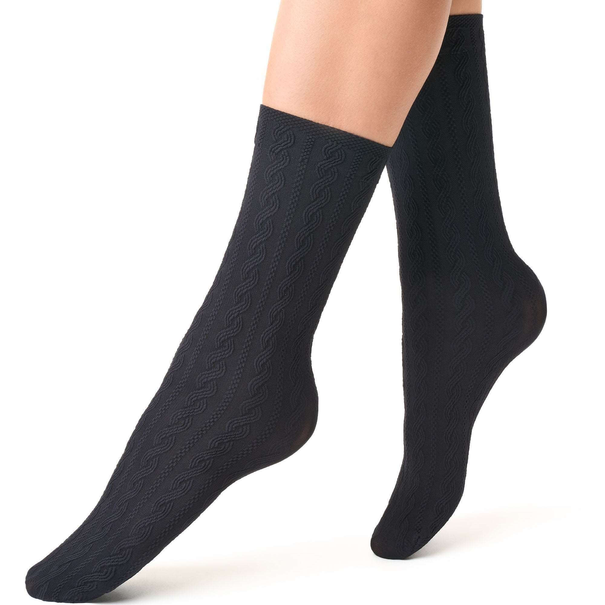 Calcetines mujer tobilleros Golden Lady 152 JJJ trenza Unica Negro