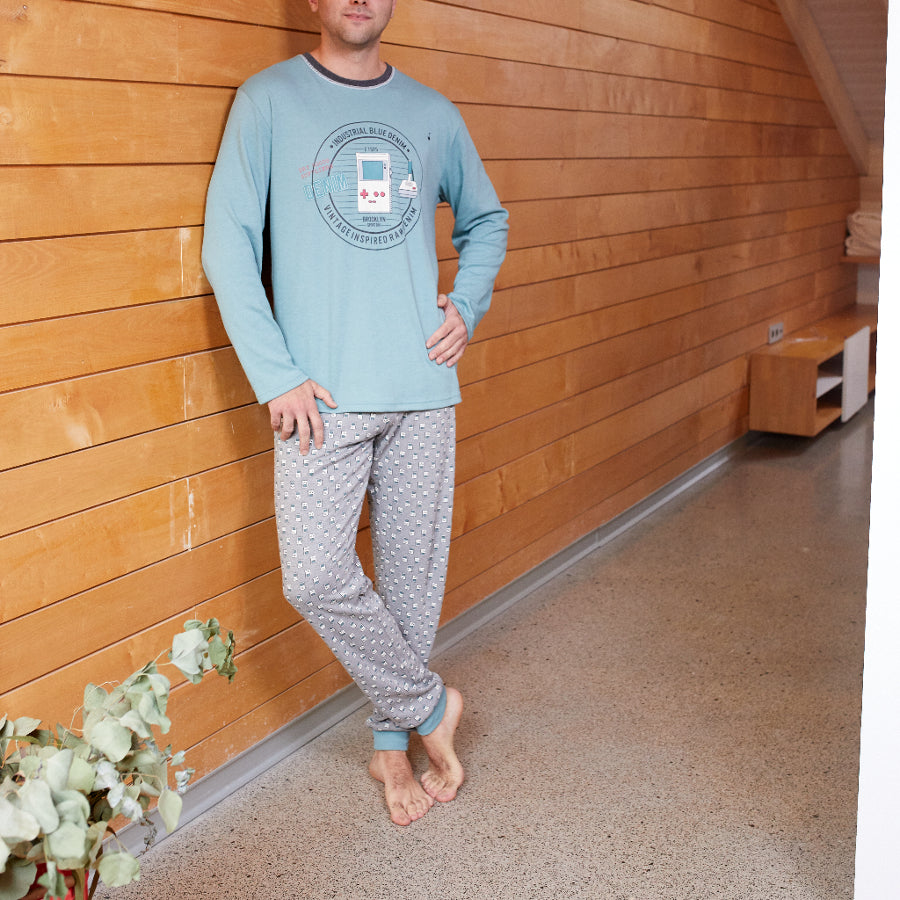 Pijamas hombre CUE 33201 Azul turquesa ⭐⭐⭐✩✩