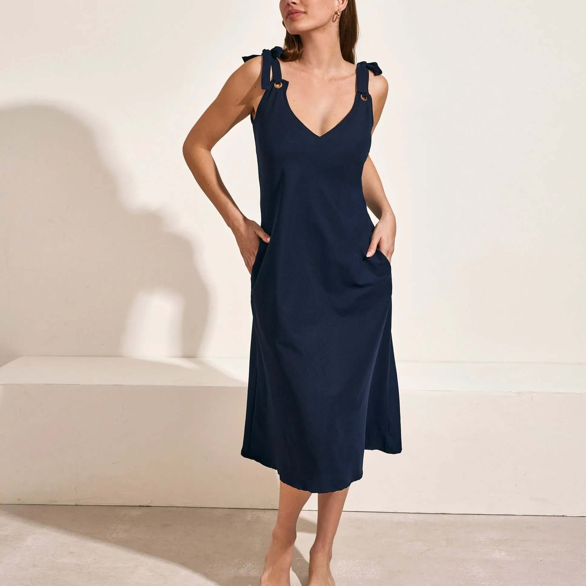 Vestido largo Selmark BC195 Marino