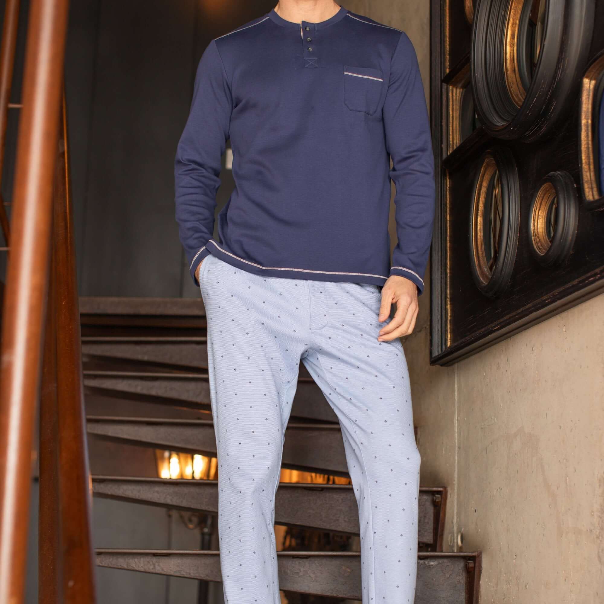 Pijama hombre Barandi TEO-11 Azul marino