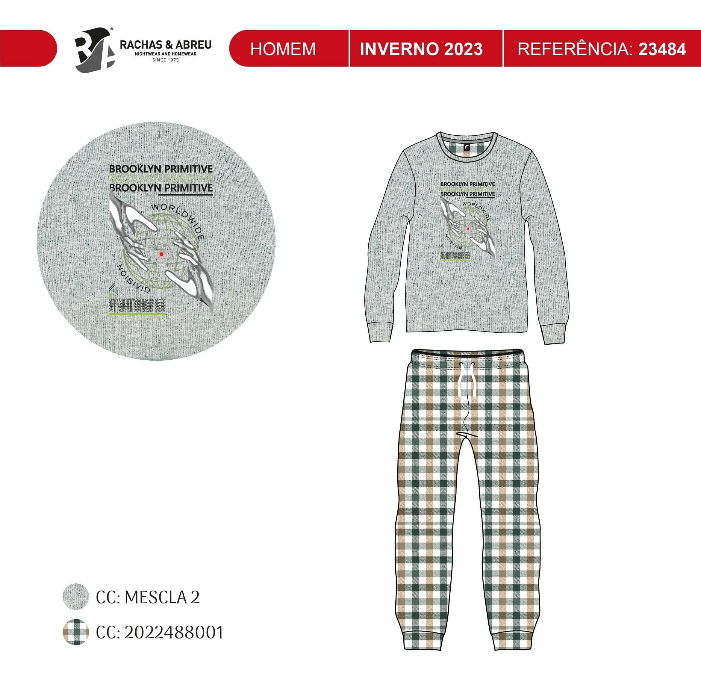 Pijama de hombre Rachas & Abreu 23484 Grey