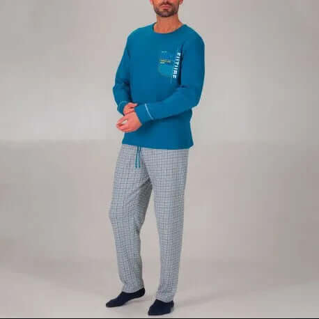 Pijamas de hombre Rachas & Abreu 23455 Azul turquesa ⭐⭐⭐✩✩