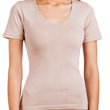 Camiseta mujer manga corta CUE 141 Beige