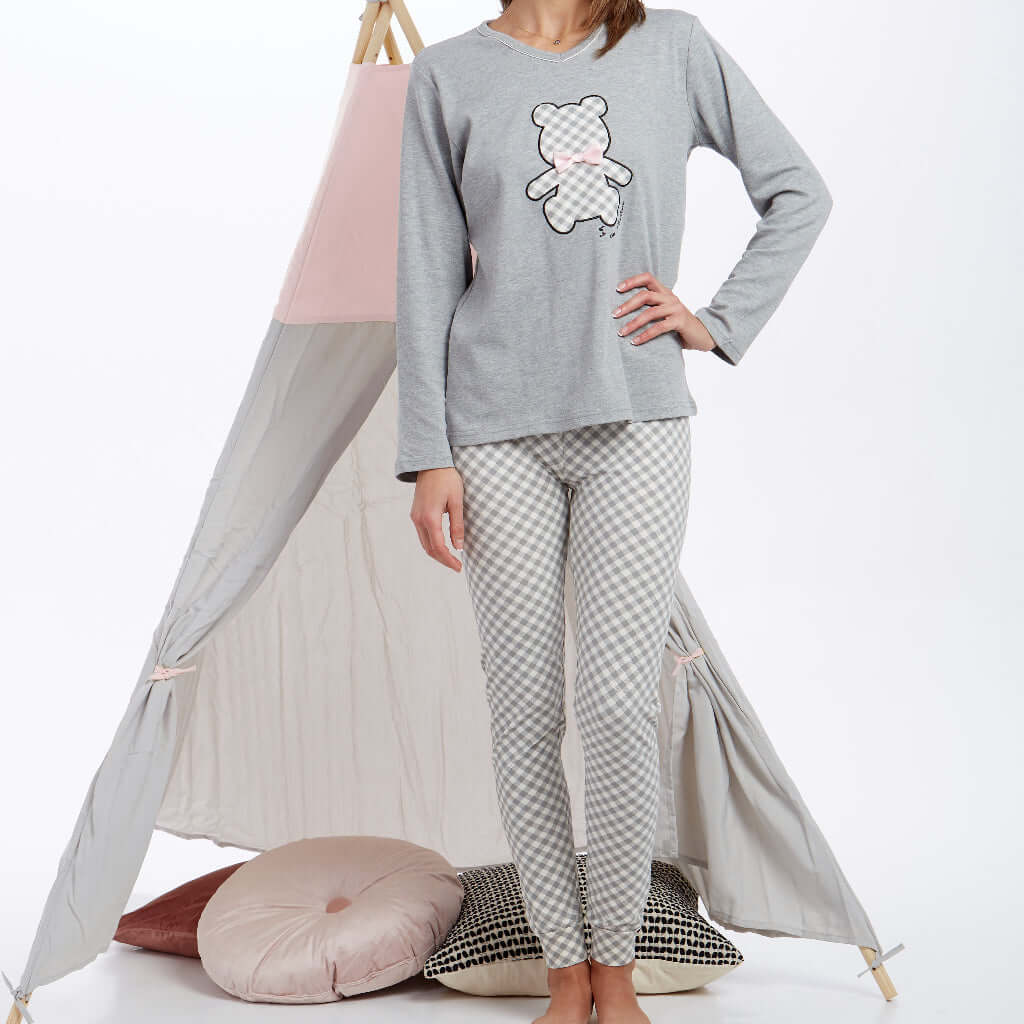 Pijamas mujer CUE 31107 Gris claro ⭐⭐⭐✩✩