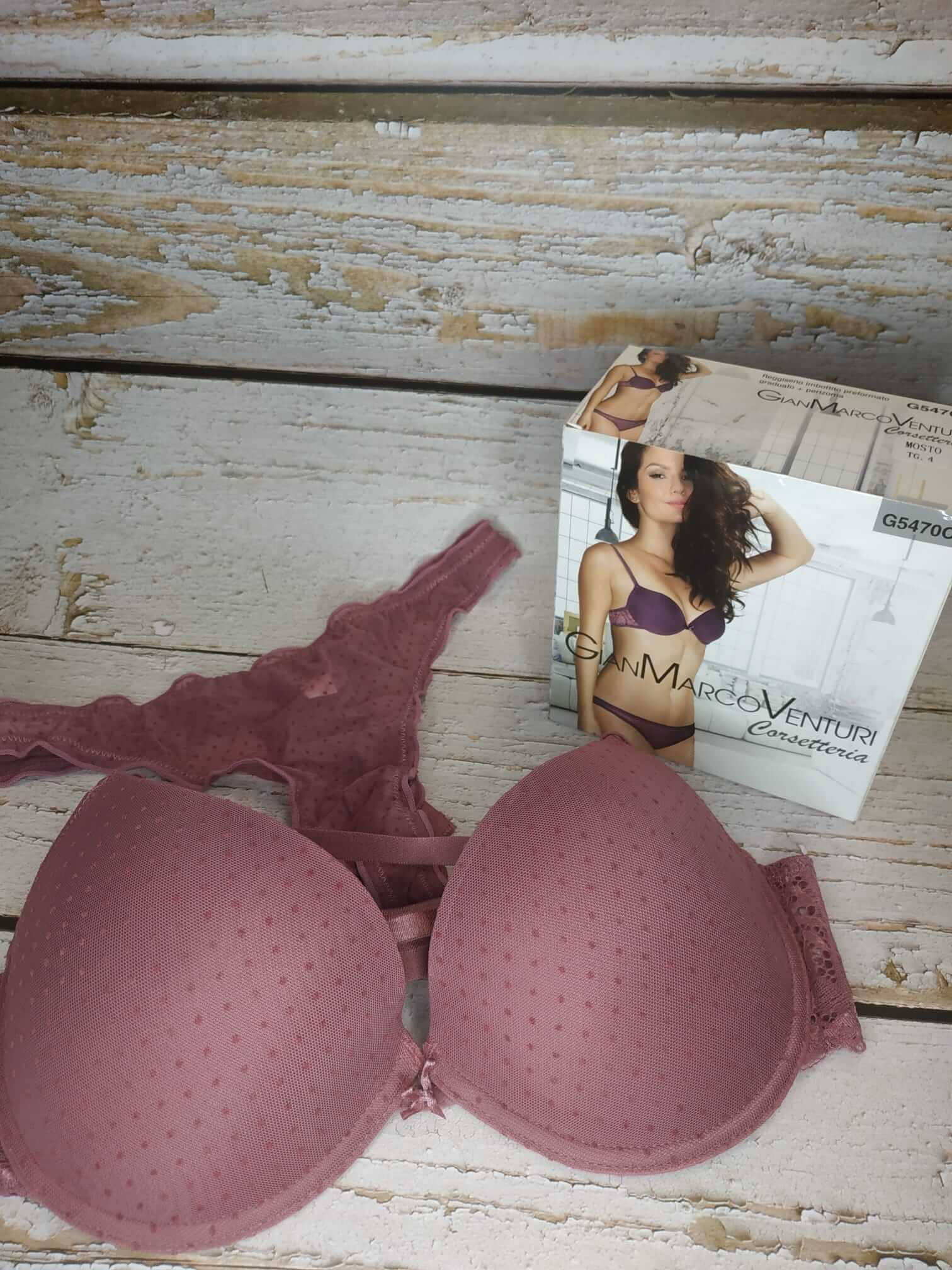 Conjunto sujetador Push up braga brasileña Gianmarco Venturi 5470 Mosto