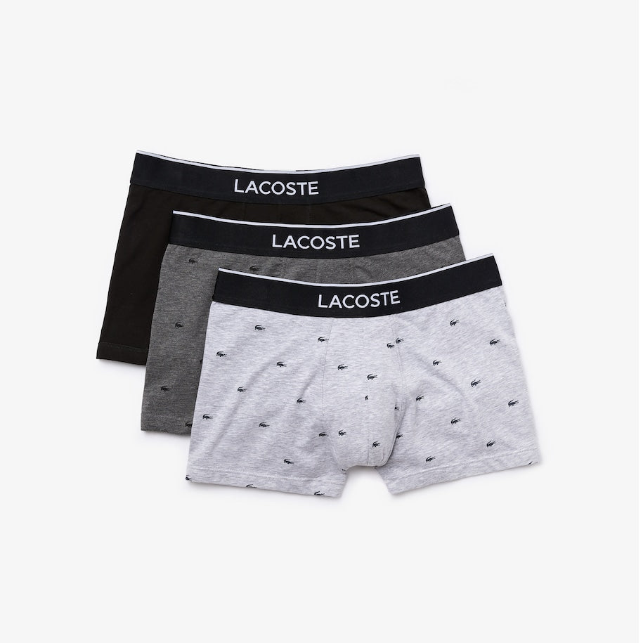 Calzoncillos boxer Lacoste 5H3411 pack x 3 unidades Pack blanco gris y negro