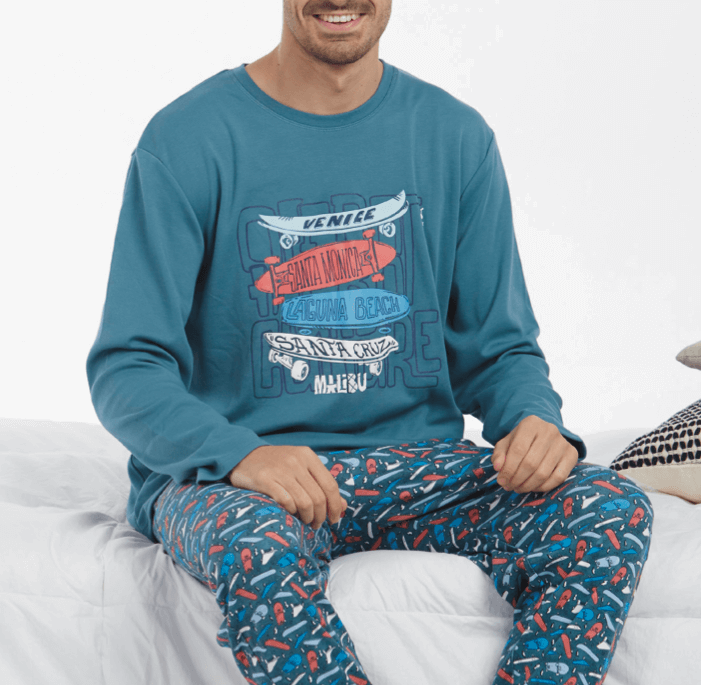Pijamas hombre CUE 31202 Azul turquesa ⭐⭐⭐✩✩
