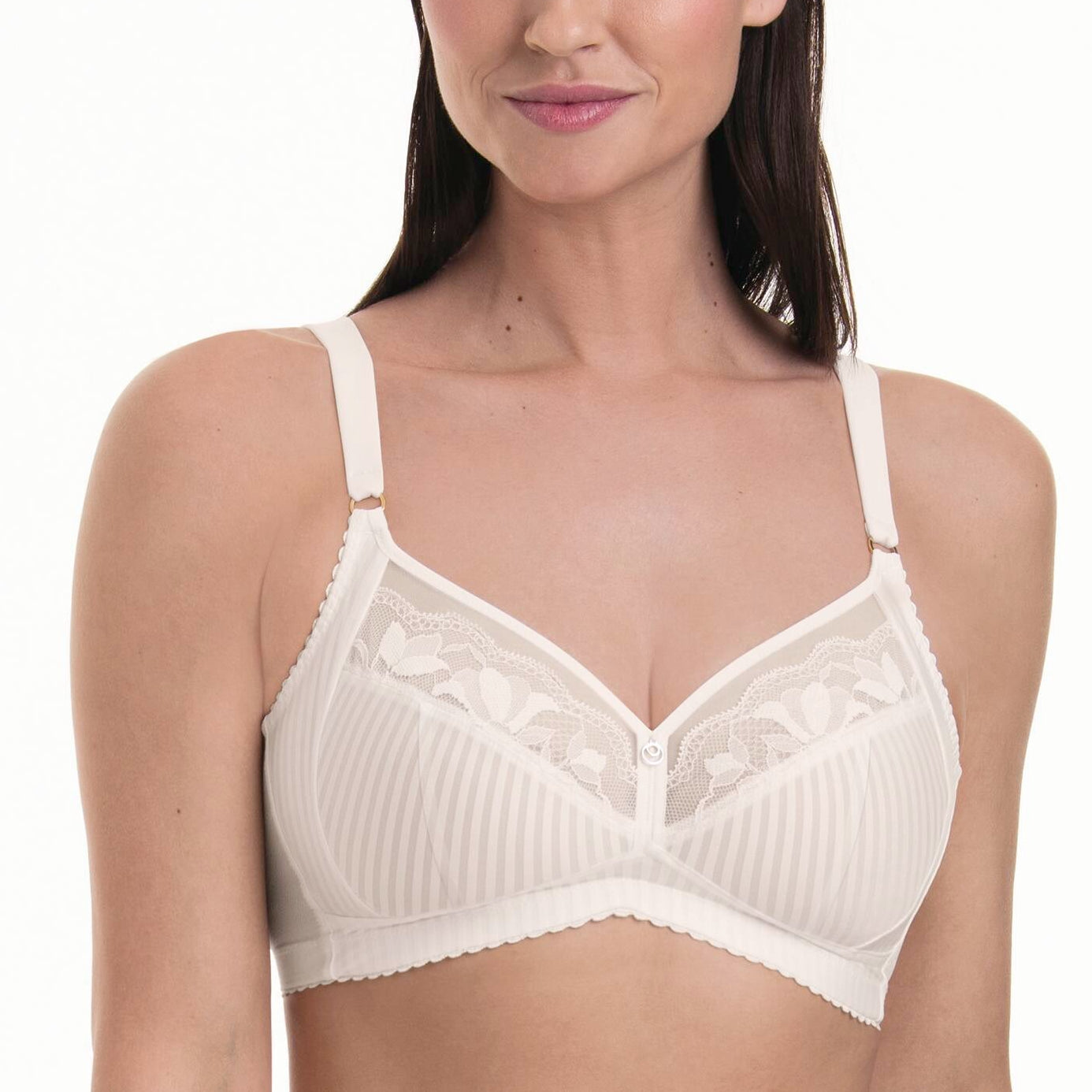 Sujetador Sin Aros Sita Rosa Faia, sujetador blanco con encaje y tirantes cómodos para mujeres.