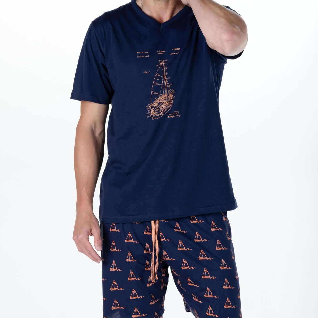 Pijama corto hombre Rachas & Abreu 25404 Marino