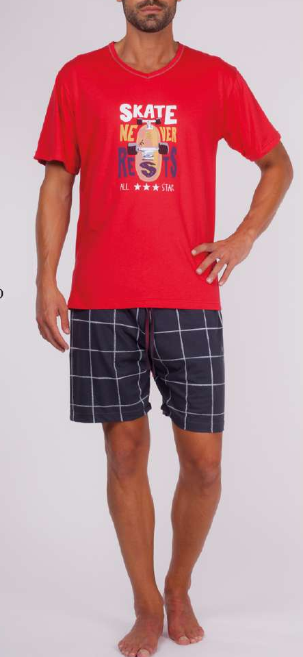 Pijama hombre corto Rachas & Abreu 21402 4XL Rojo