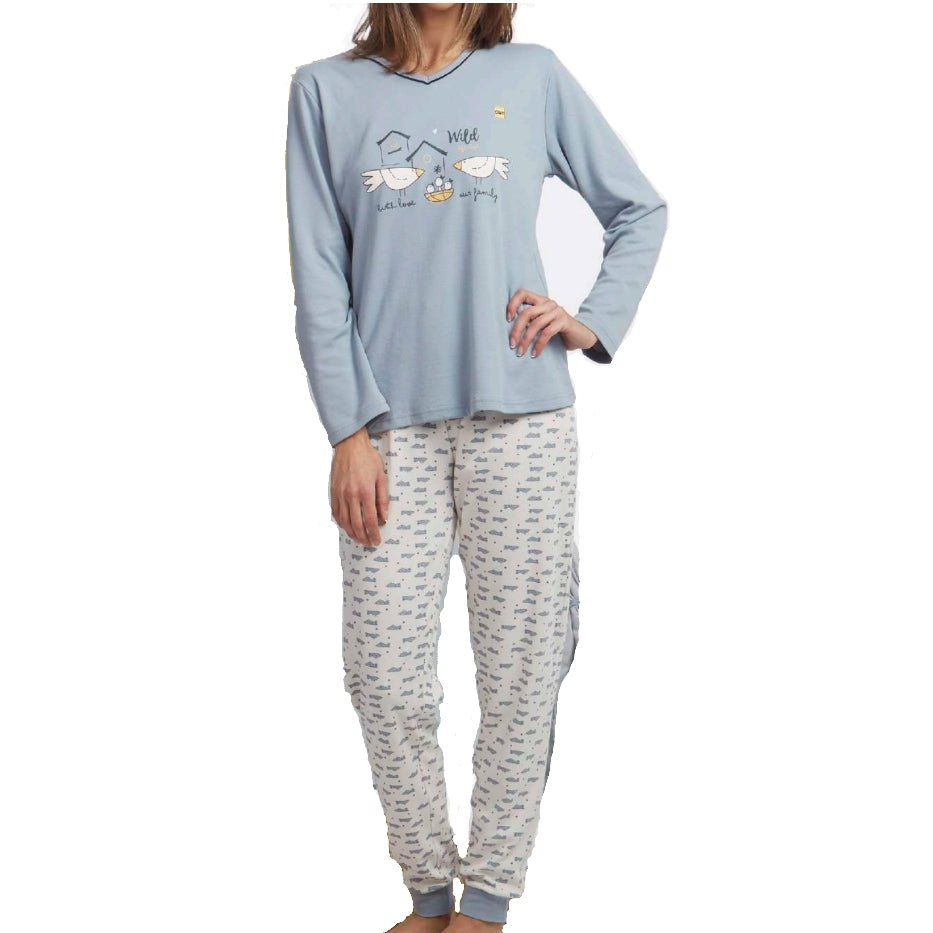 Pijamas mujer CUE 31104 Azul celeste ⭐⭐⭐✩✩