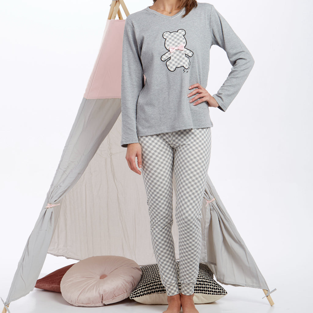 Pijamas mujer CUE 31107 Gris claro ⭐⭐⭐✩✩