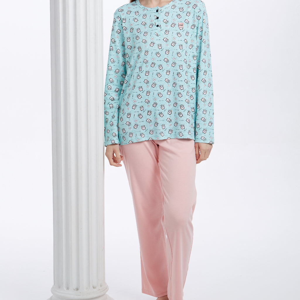 Pijamas mujer CUE 31113 S Azul celeste ⭐⭐⭐✩✩