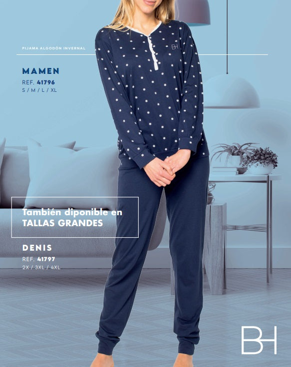 Pijamas mujer Blanca Hernandez 41796 Azul oscuro ⭐⭐✩✩✩